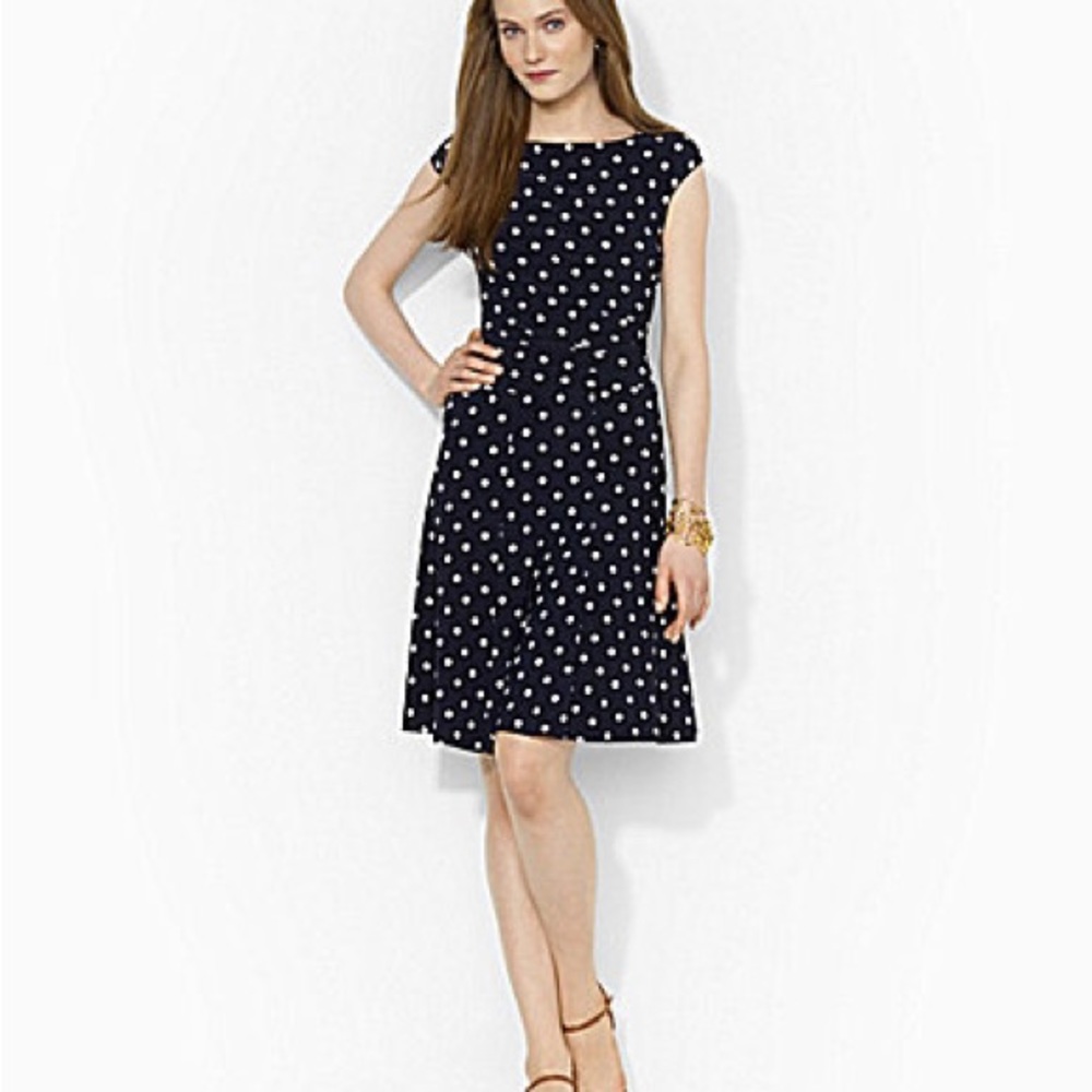 Lauren Ralph Lauren Polka Dot Dress Size 10 - Picture 1 of 13